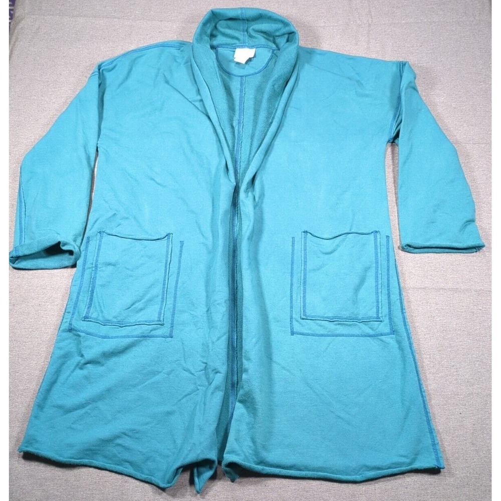 Soft Surroundings Lagenlook Tunic Length Jacket Teal Exposed Seam Womens Small - Picture 2 of 16